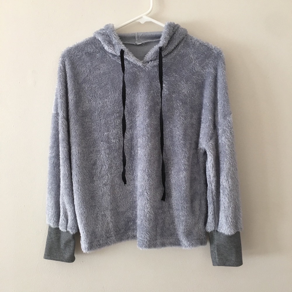 SALE!!! Was $24 Soft Fuzzy Grey Pullover Hoodie - Picture 3 of 5